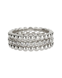 Beaded Diamonte Ring Set- Silver View 1