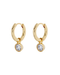 Bezel Charm Huggies- Gold View 1