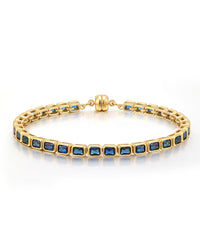 Bezel Emerald Ballier Bracelet- Blue Sapphire- Gold View 1