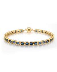 Bezel Emerald Ballier Bracelet- Blue Sapphire- Gold