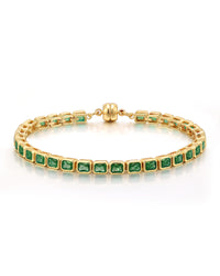 Bezel Emerald Ballier Bracelet- Emerald Green- Gold View 1