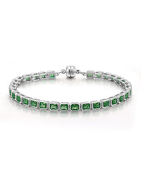 Bezel Emerald Ballier Bracelet- Emerald Green- Silver