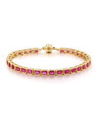 Bezel Emerald Ballier Bracelet- Pink- Gold View 1