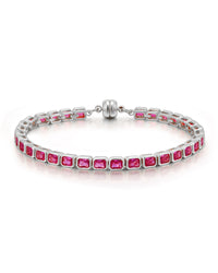 Bezel Emerald Ballier Bracelet- Pink- Silver View 1