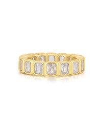 Bezel Emerald Ballier Ring- Clear- Gold View 1