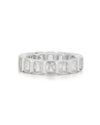 Bezel Emerald Ballier Ring- Clear- Silver