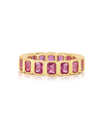 Bezel Emerald Ballier Ring- Pink- Gold View 1