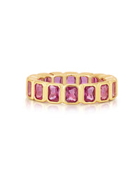 Bezel Emerald Ballier Ring- Pink- Gold