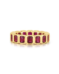 Bezel Emerald Ballier Ring- Ruby Red- Gold View 1