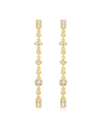 Bezel Stone Drop Studs- Gold