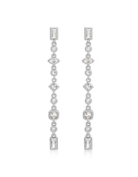 Bezel Stone Drop Studs- Silver