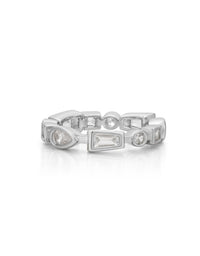 Bezel Stone Ring Set- Silver View 2
