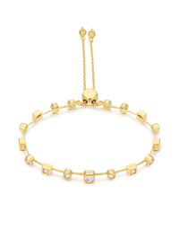 Bezel Stone Stud Bracelet- Gold View 1