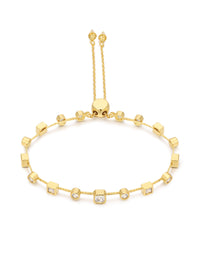Bezel Stone Stud Bracelet- Gold