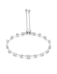 Bezel Stone Stud Bracelet- Silver View 1