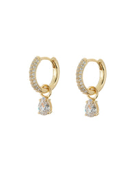Bianca Stone Pave Huggies- Gold