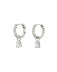 Bianca Stone Pave Huggies- Silver