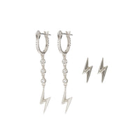 The Bolt Huggies + Studs Set- Silver View 1