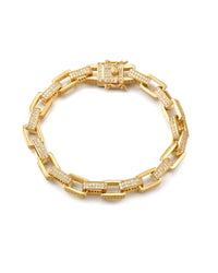 Boxy Pave Chain Bracelet- Gold