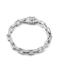 Boxy Pave Chain Bracelet- Silver