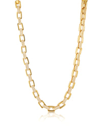 Boxy Pave Chain Necklace- Gold View 1