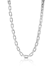Boxy Pave Chain Necklace- Silver View 1