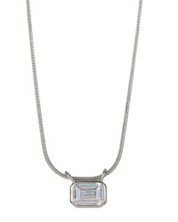 Brigitte Bezel Charm Necklace- Silver