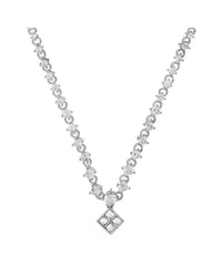 Graduated Diamond Charm Necklace- Silver
