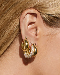 Pave Baby Amalfi Hoops- Gold View 4
