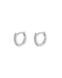 Classique Pave Huggies- 14K White Gold with White Diamonds