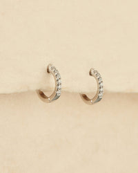 Classique Pave Huggies- 14K White Gold with White Diamonds view 2