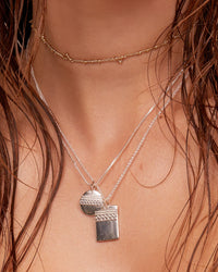 Marrakech Double Charm Necklace- Silver view 2