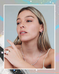 Pearl Disc Charm Necklace- Silver view 2
