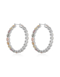 Daisy Studs Hoops- Silver View 1