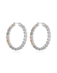 Daisy Studs Hoops- Silver