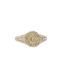 Pave Coin Signet Ring- Gold