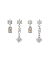 Daisy Chain Studs Set- Silver