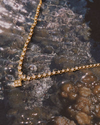 Graduated Diamond Charm Necklace- Gold view 2
