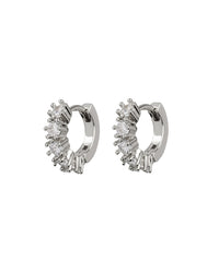 Diamond Bijoux Huggies- Silver View 1