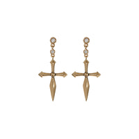 The Diamonte Cross Studs- Gold View 1