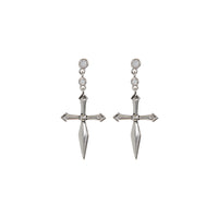 The Diamonte Cross Studs- Silver View 1