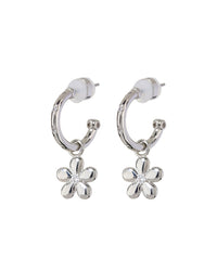 Diamonte Daisy Hoops- Silver View 1