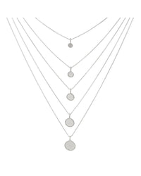 Multi Coin Charm Necklace- Silver