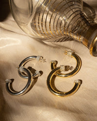 Pave Tip Tube Hoops- Gold View 3