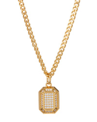 Faceted Diamond Pendant Necklace- Gold View 1