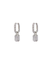 Faceted Diamond Huggies- Silver View 1