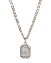 Faceted Diamond Pendant Necklace- Silver View 1