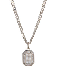 Faceted Diamond Pendant Necklace- Silver