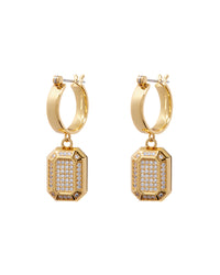 Faceted Diamond Statement Hoops- Gold View 1