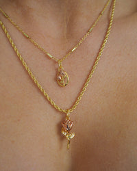 Rosa Double Charm Necklace- Gold view 2